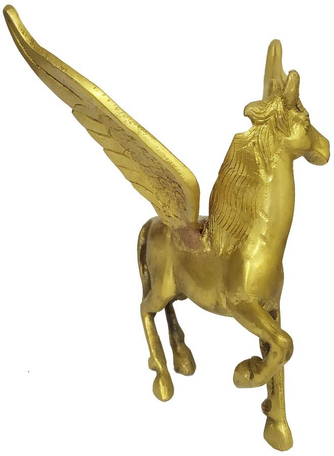 Purpledip Brass Pegasus Statuette: Mythical Two-Winged Flying Horse Collectible Art Showpiece (12141) - Image 4